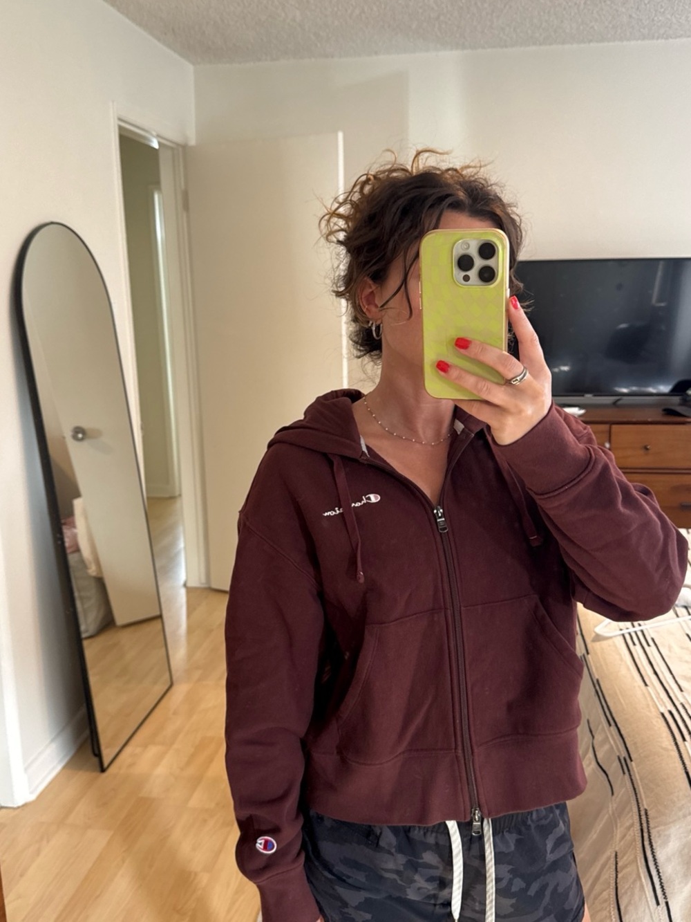 Champion Maroon Full-Zip Hooded Sweatshirt